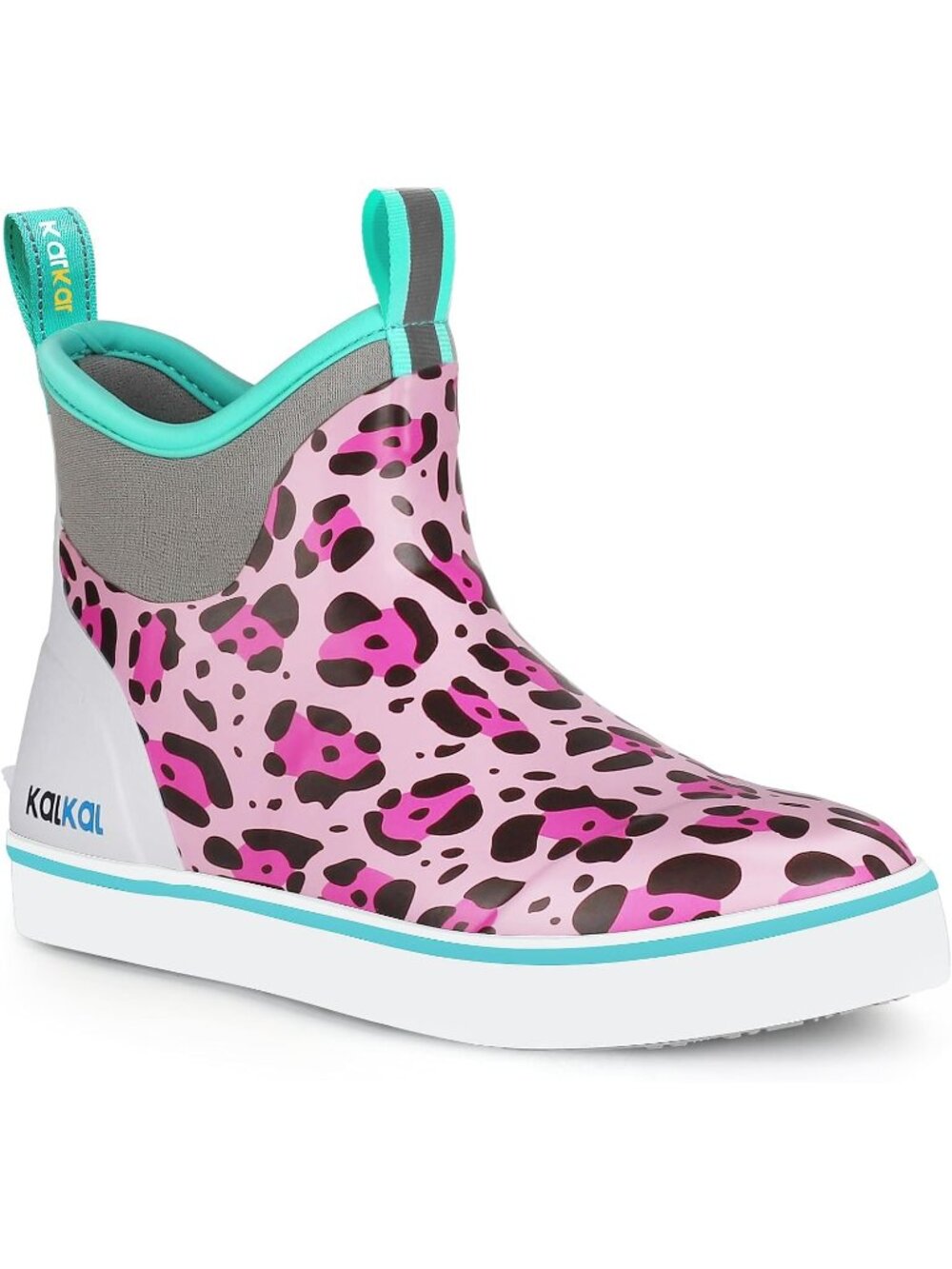 Women's Leopard Pink Seafoam Trim Collection Waterproof Ankle Fishing Boots